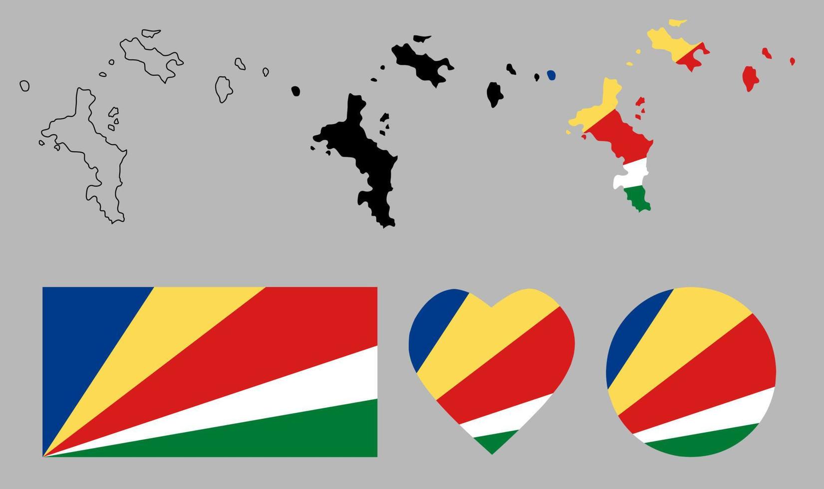 republiken Seychellerna karta flagga Ikonuppsättning vektor