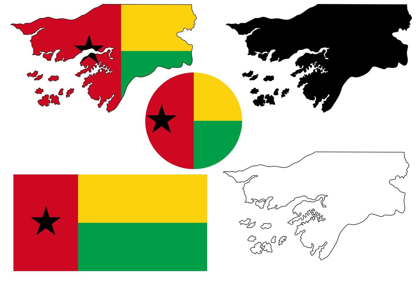 republik guinea-bissau karte flag icon set vektor