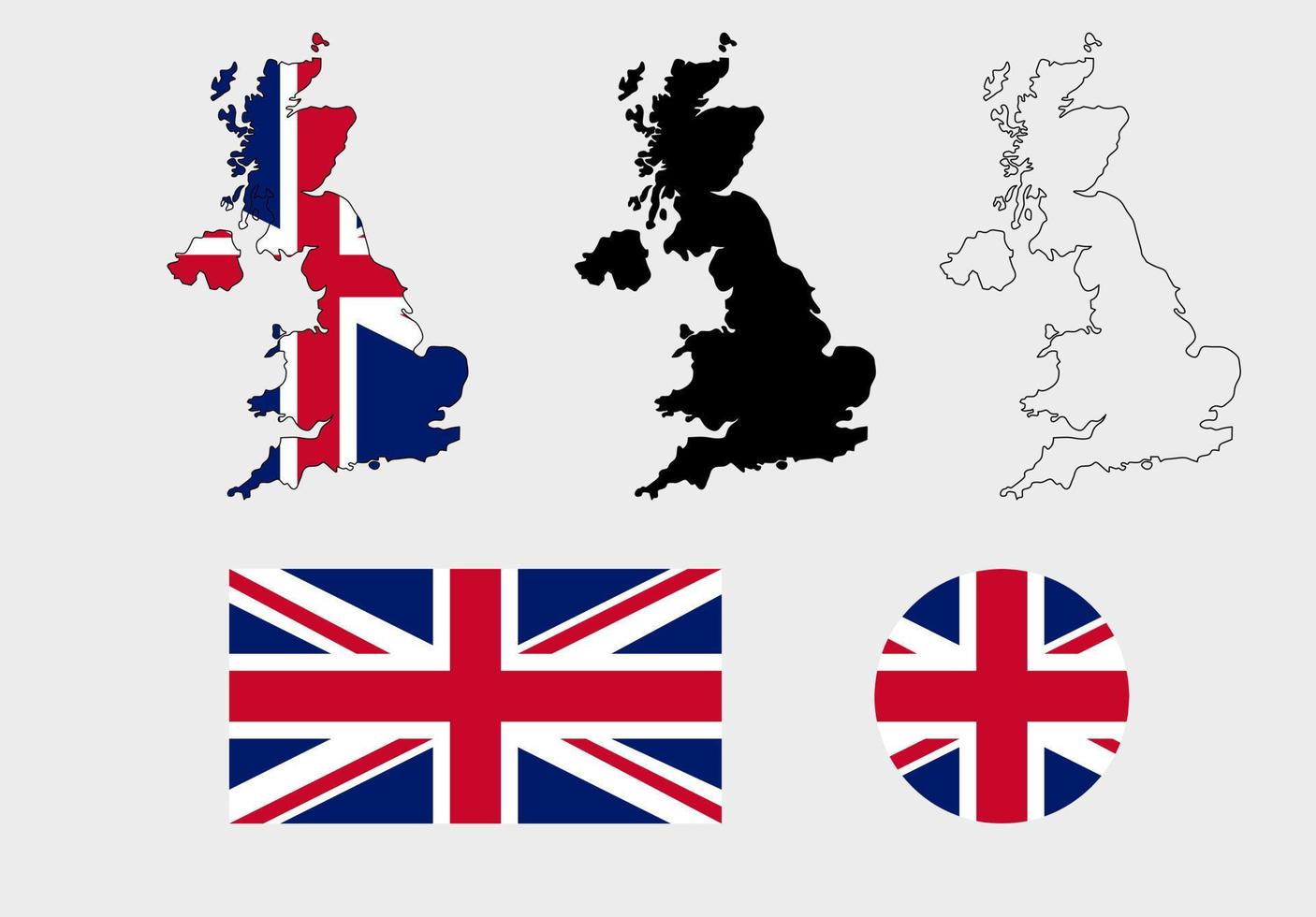 Kingdom of Great Britain karta flaggikonuppsättning vektor