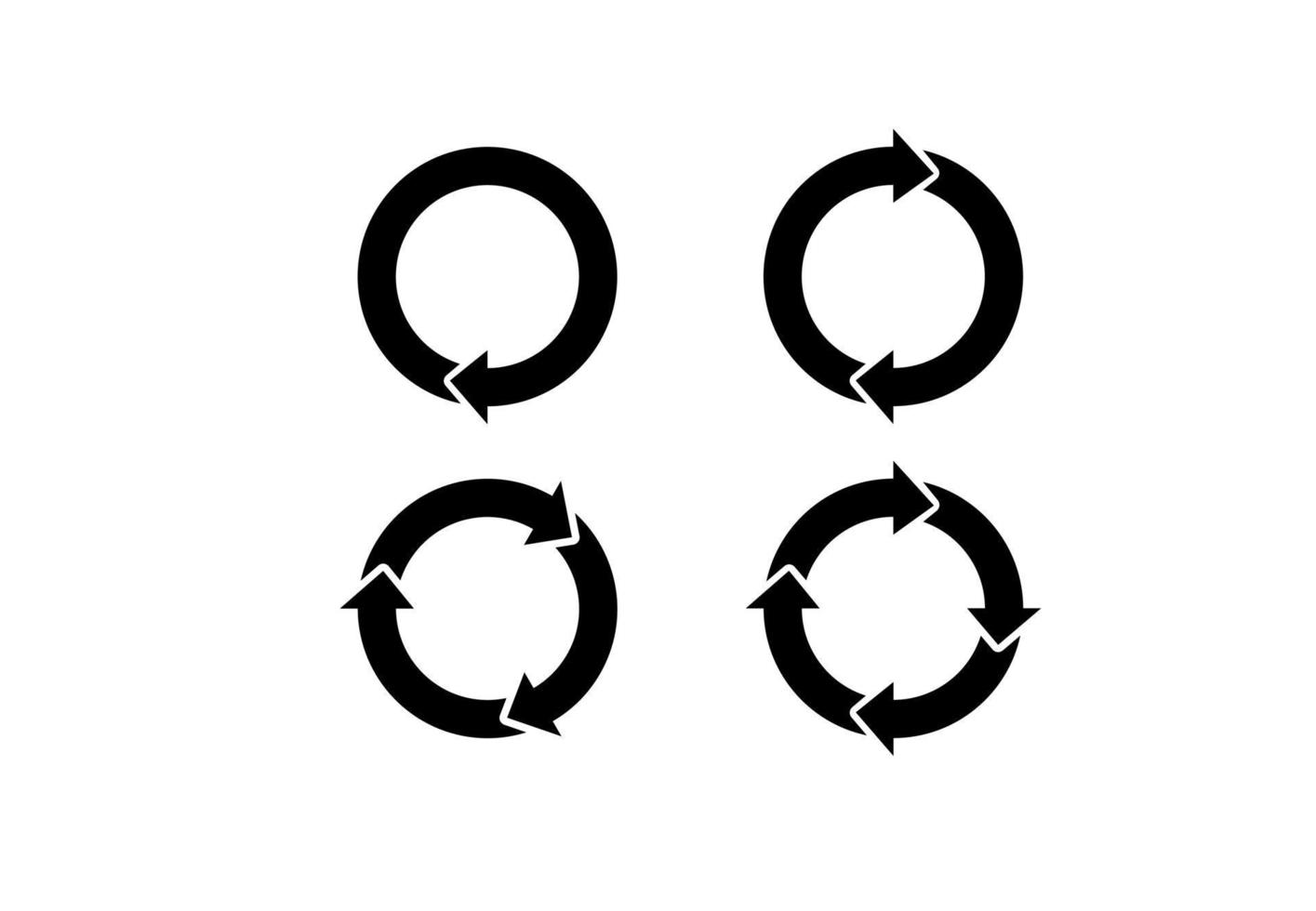 Pfeilzeichen neu laden aktualisieren Rotationsschleife Piktogramm Symbolsatz isoliert auf weißem Hintergrund vektor