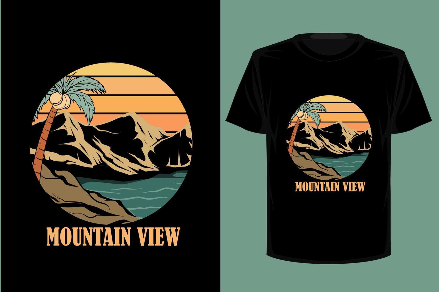 Retro-Vintage-T-Shirt-Design mit Bergblick vektor
