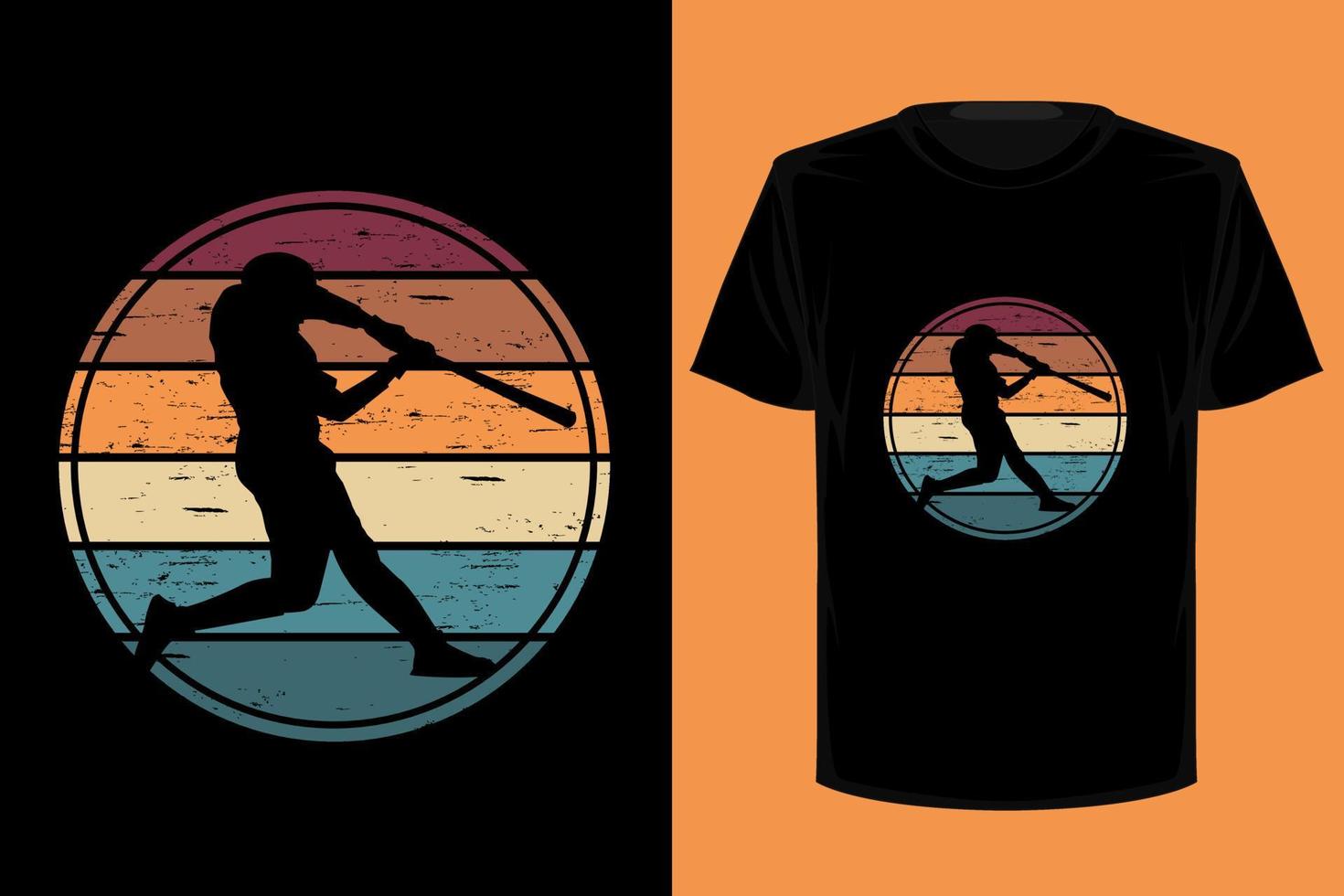 spelar baseball retro vintage t-shirt design vektor