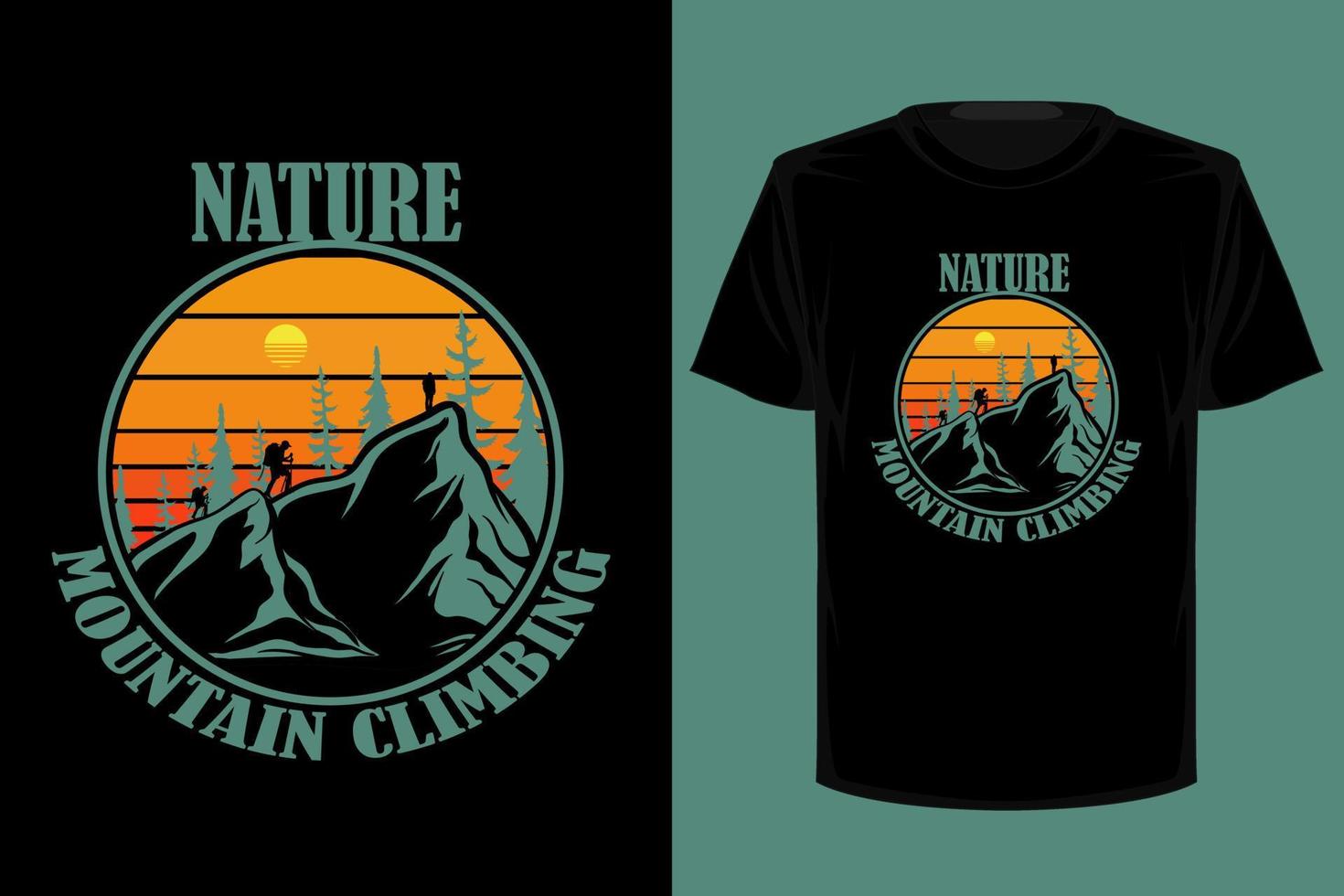 natur bergsklättring retro vintage t-shirt design vektor