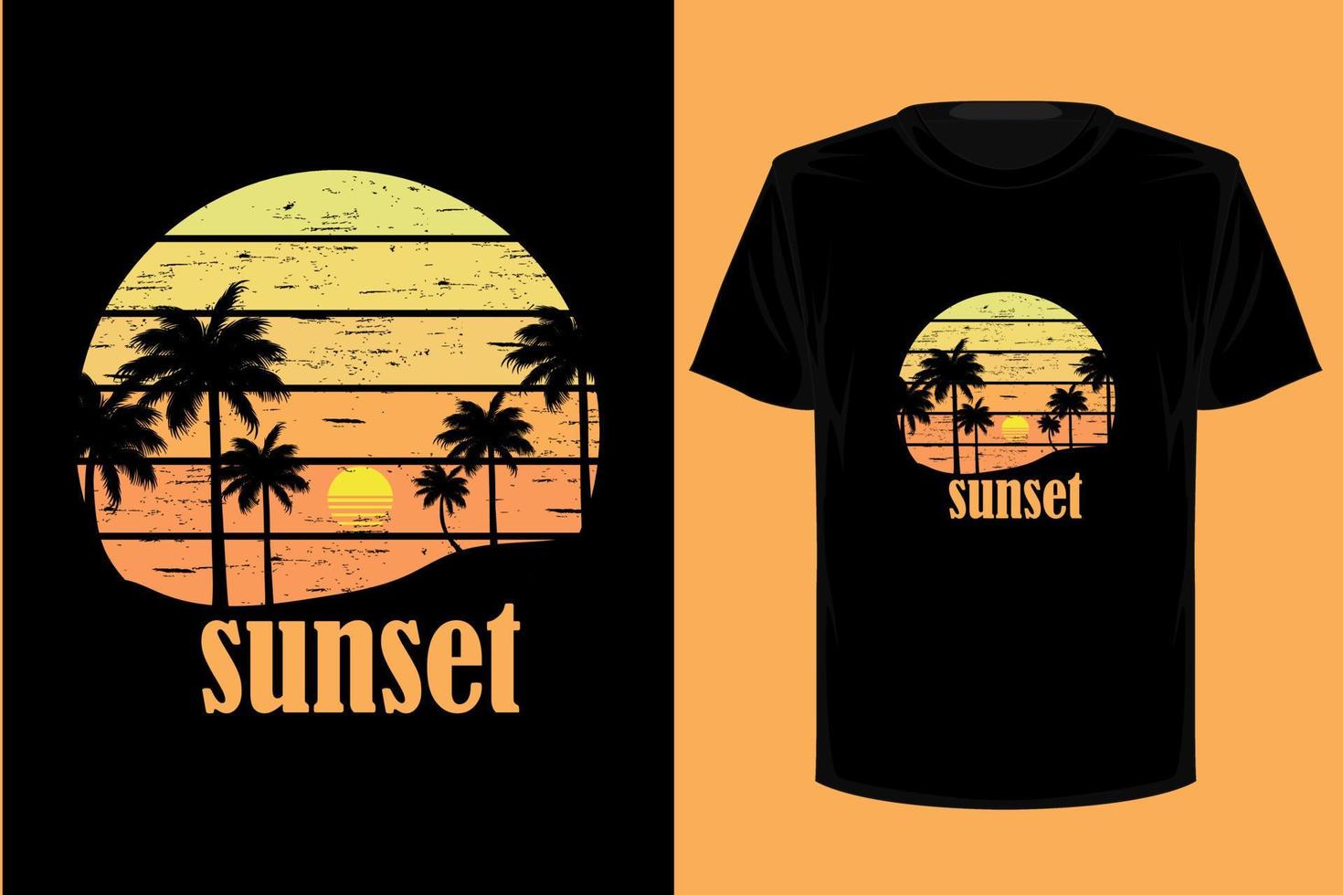 Sonnenuntergang Retro-Vintage-T-Shirt-Design vektor