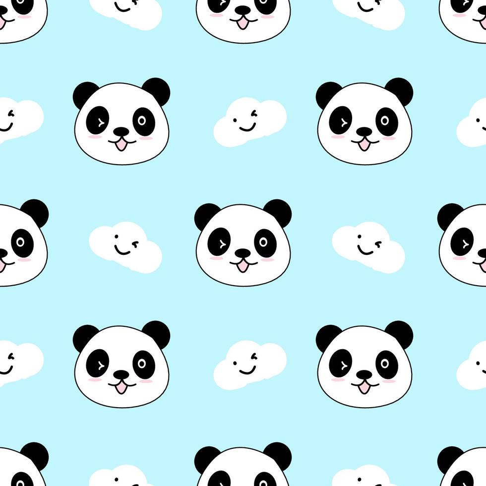 niedlicher panda nahtloser musterhintergrund, cartoon pandabären vektorillustration, kreative kinder für stoff, verpackung, textil, tapeten, bekleidung. vektor