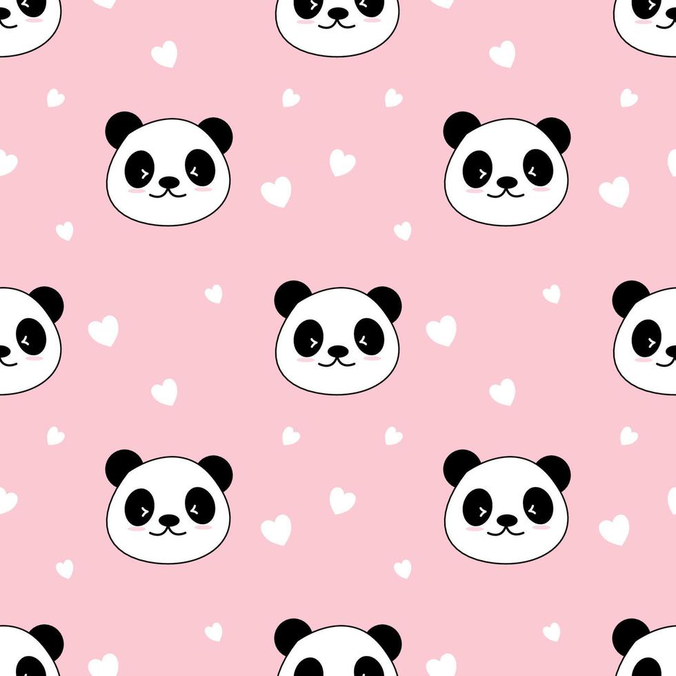 söt panda sömlös bakgrund, tecknade pandabjörnar vektorillustration, kreativa barn för tyg, omslag, textil, tapeter, kläder. vektor