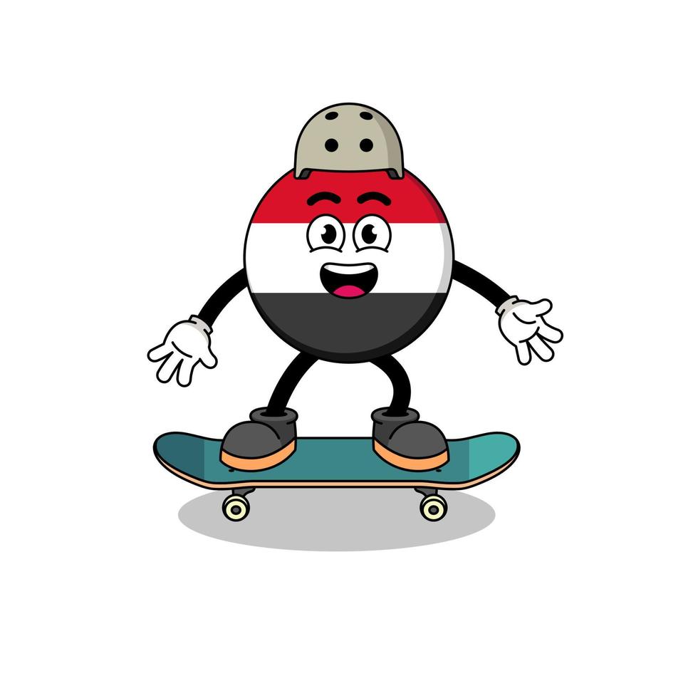 Jemen flagga maskot spelar en skateboard vektor