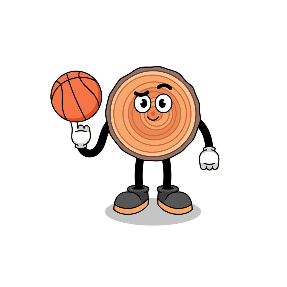 holzstammillustration als basketballspieler vektor