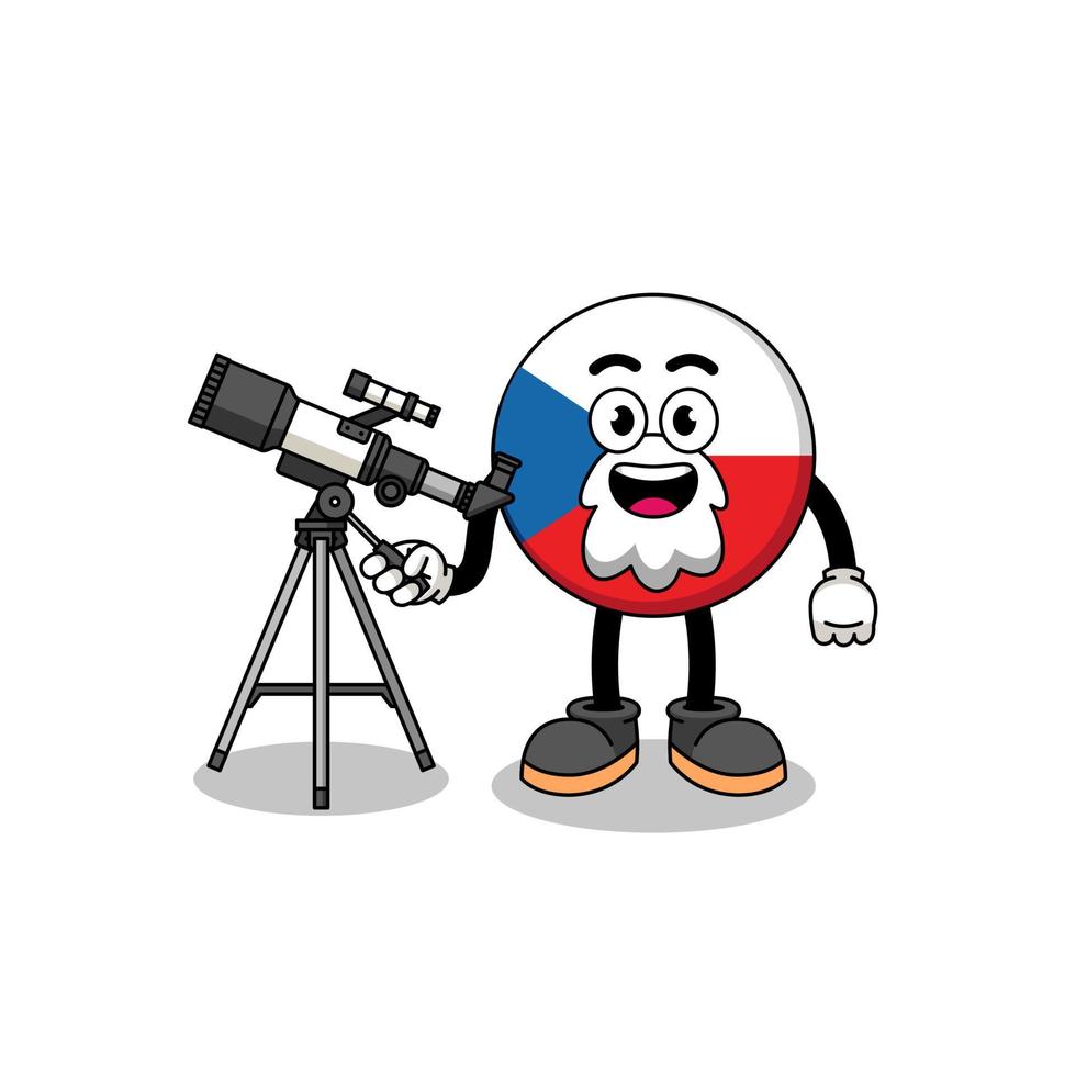 illustration av den tjeckiska republikens maskot som en astronom vektor