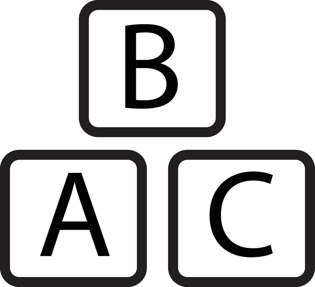 ABC-Block-Symbol auf weißem Hintergrund. ABC-Blockzeichen. vektor