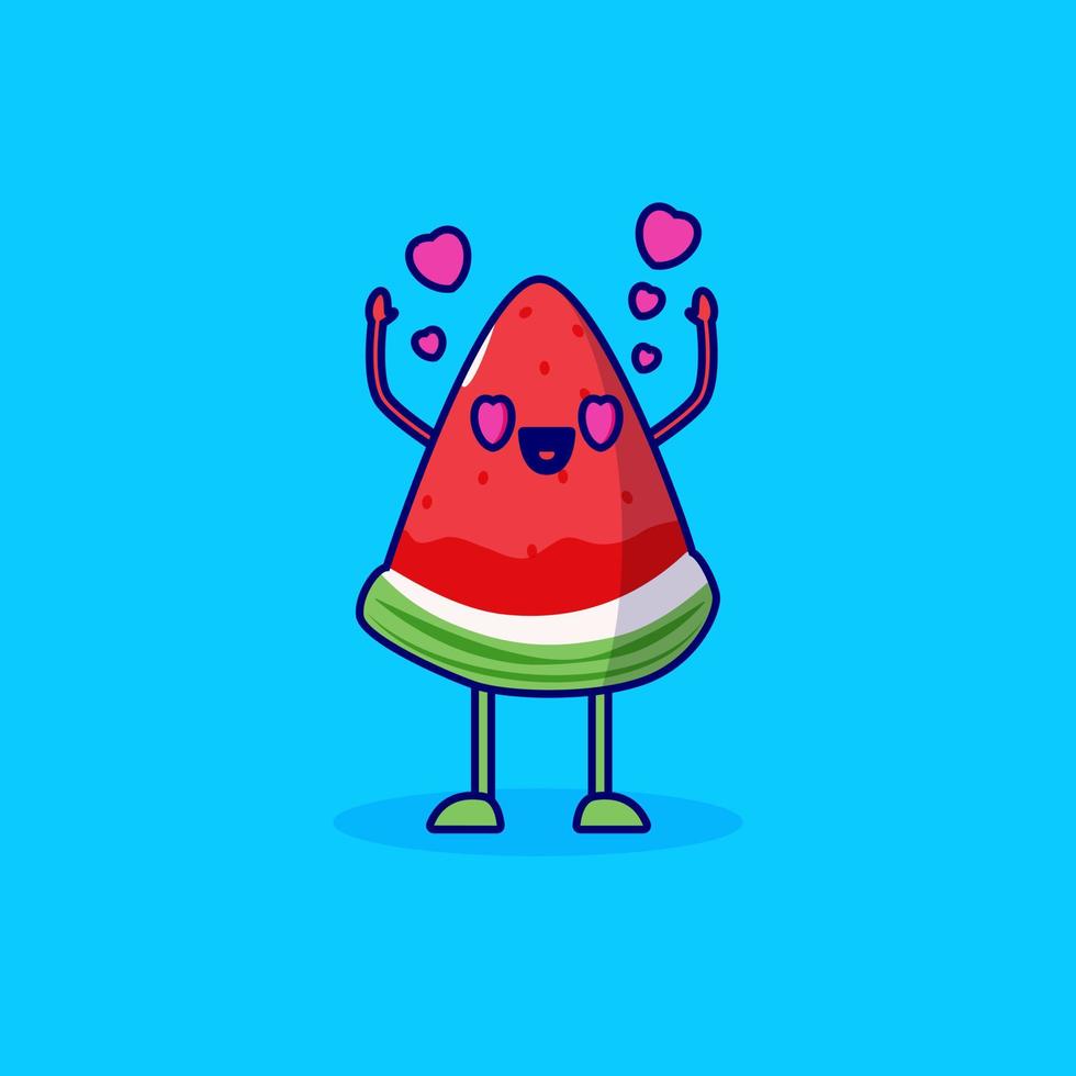 vattenmelon seriefigur i kärlek vektor