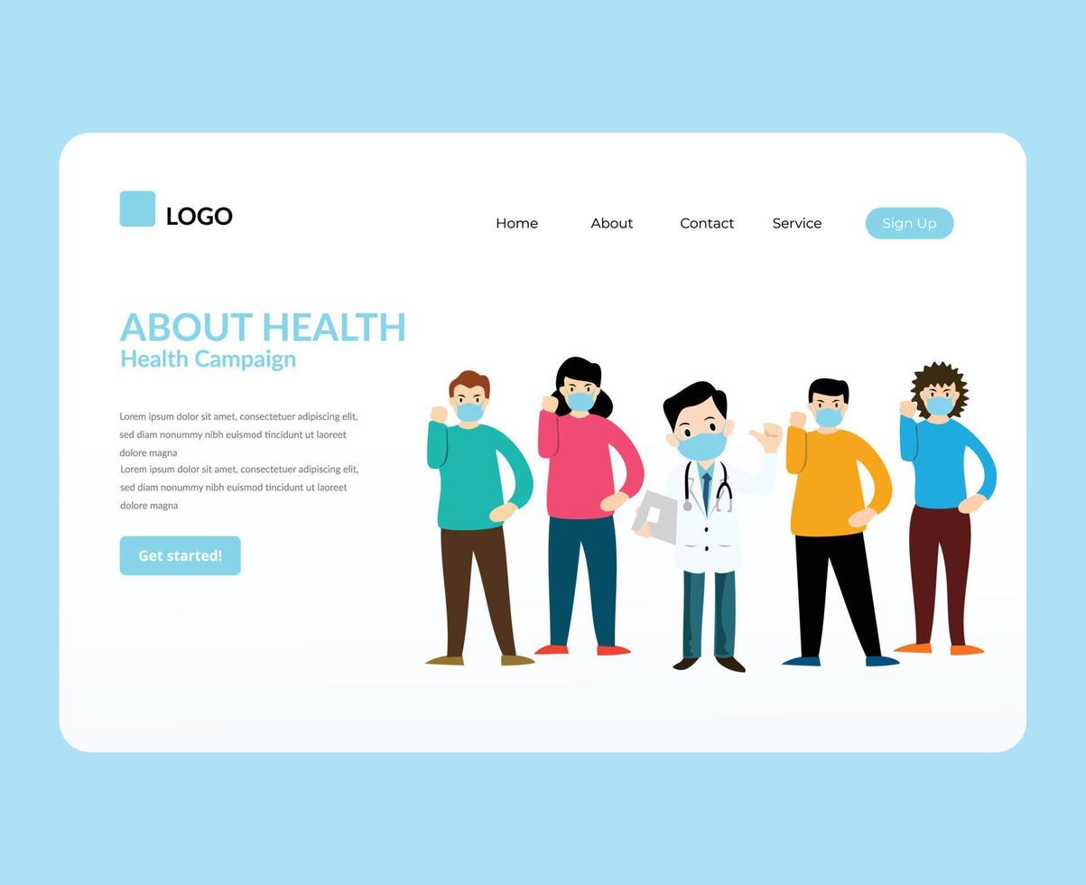 website-zielseite über die gemeinsame gesundheitsvorsorge vektor