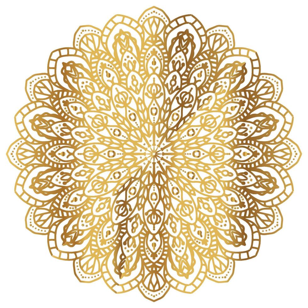 mandala med gyllene gradient. lyxiga prydnadssaker i guldfärg. vektor