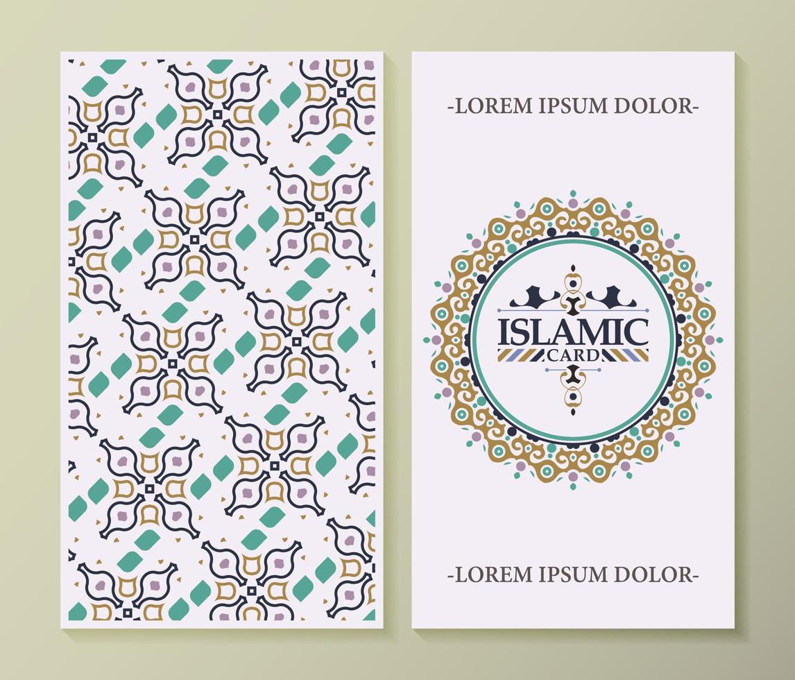 elegante islamische grußkarte mit grenzmuster vektor