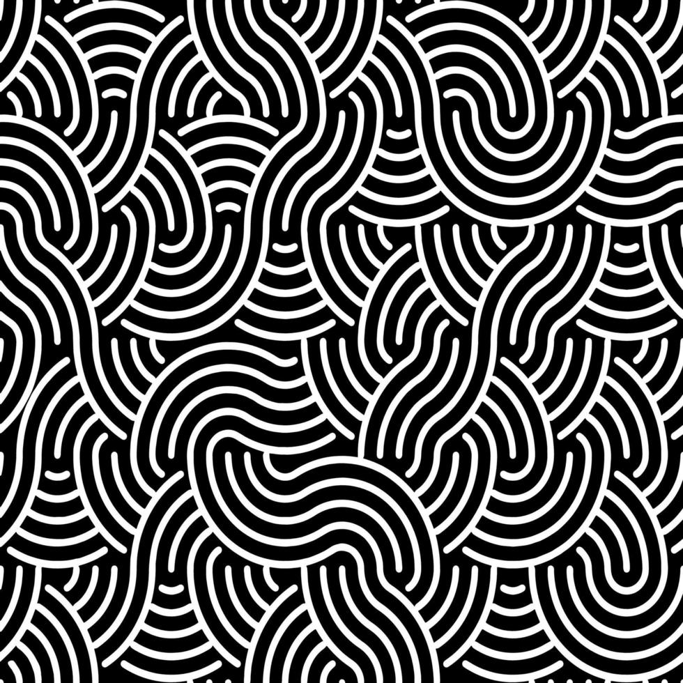 Vektor nahtlose schwarze weiße unregelmäßige Bogenlinien geometrisches Muster