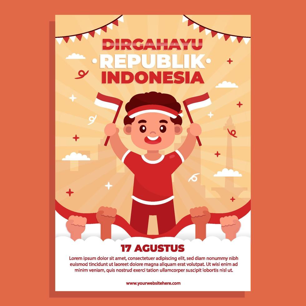 Indonesiens självständighetsdagen affischmall vektor