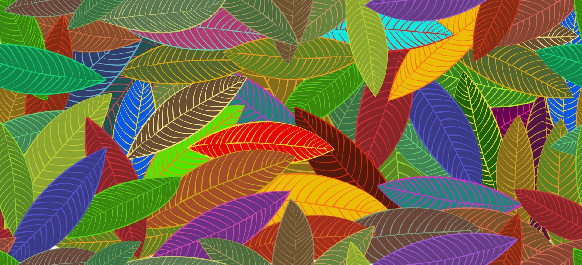 sömlösa mönster färgglada blad bakgrund tapet vektor illustration design