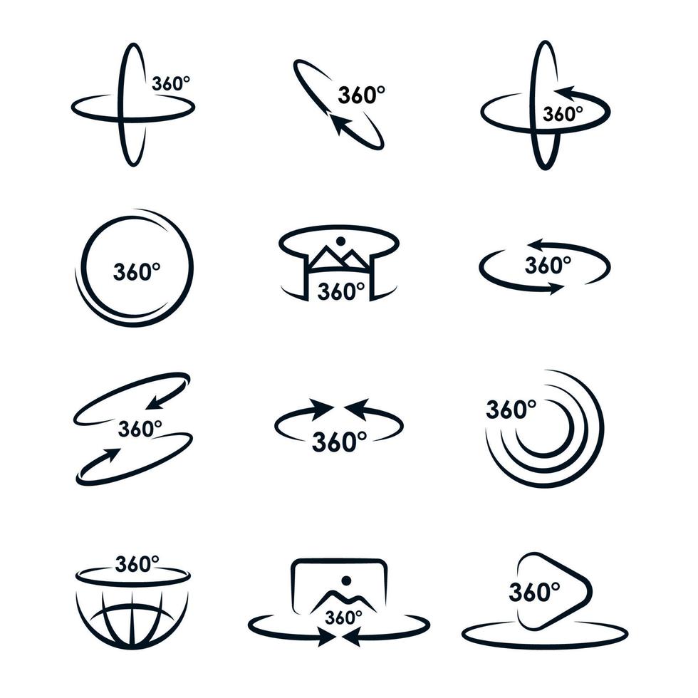 Sammlung von 360-Grad-Technologiesymbolen vektor