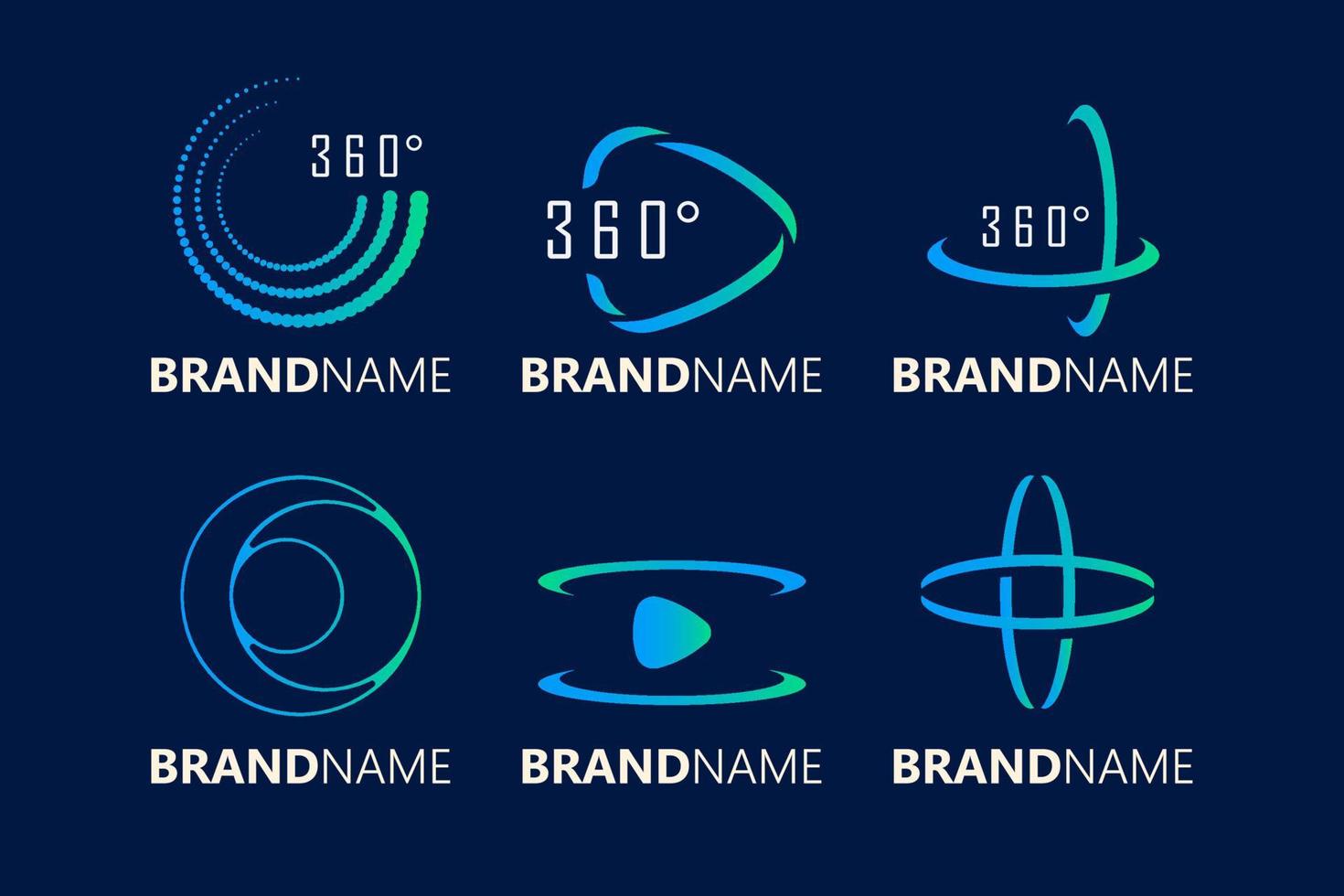 360 graders teknik logotyp set vektor