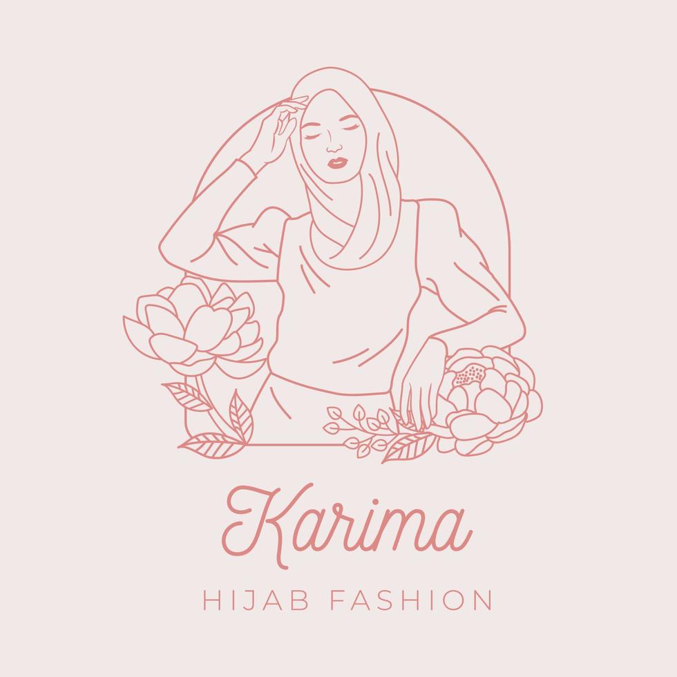 vacker hijab mode logotyp för kvinnor vektor