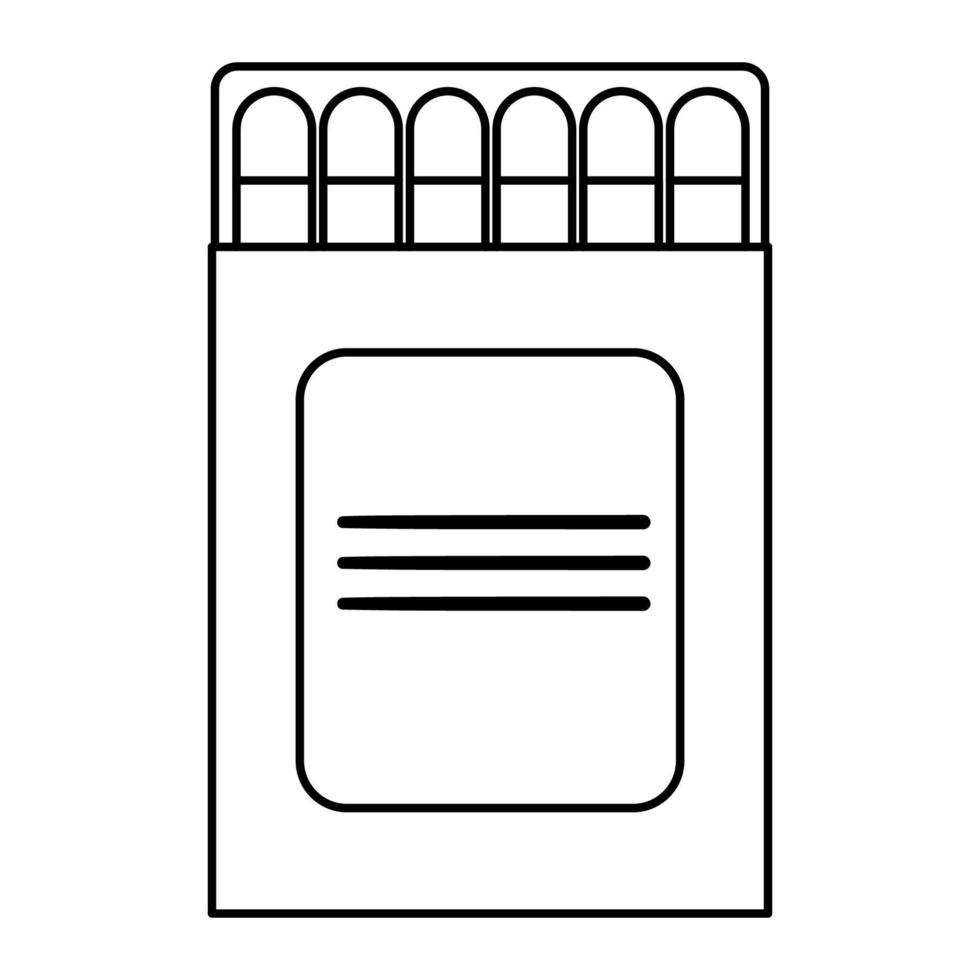 vektor svart och vit tändsticksask ikon isolerad på vit bakgrund. kontur brinnande pinne illustration. linje stil matchstick pack bild.