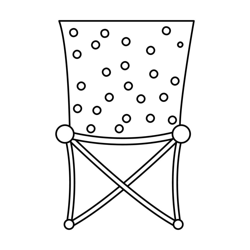 vektor svart och vit hopfällbar stol ikon isolerad på vit bakgrund. söt turist sittplats för vila eller fiske. disposition camping bärbar pall illustration.