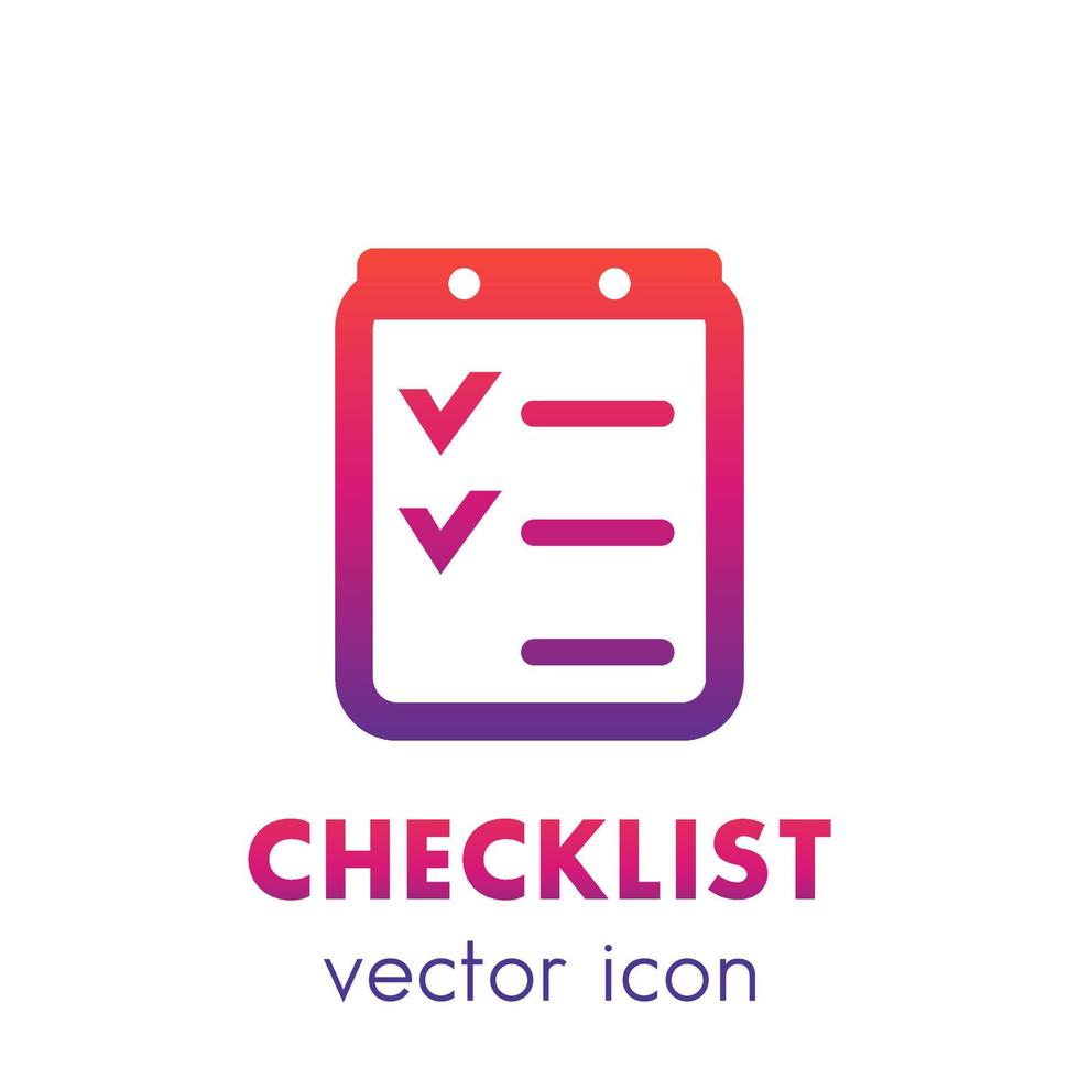 checklista ikonen över vita, vektor illustration