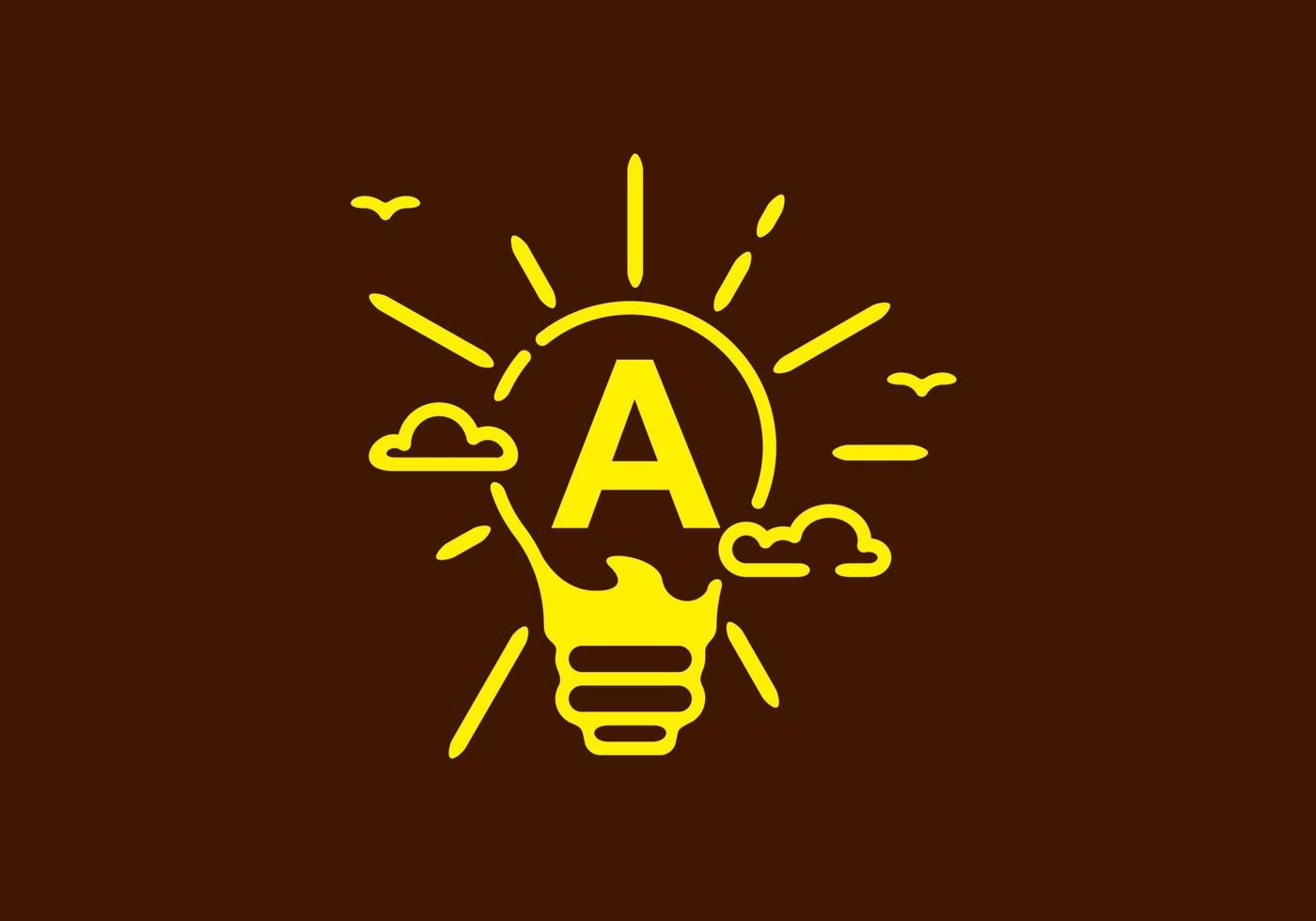 gul färg av en initial bokstav i glödlampa form med mörk bakgrund vektor