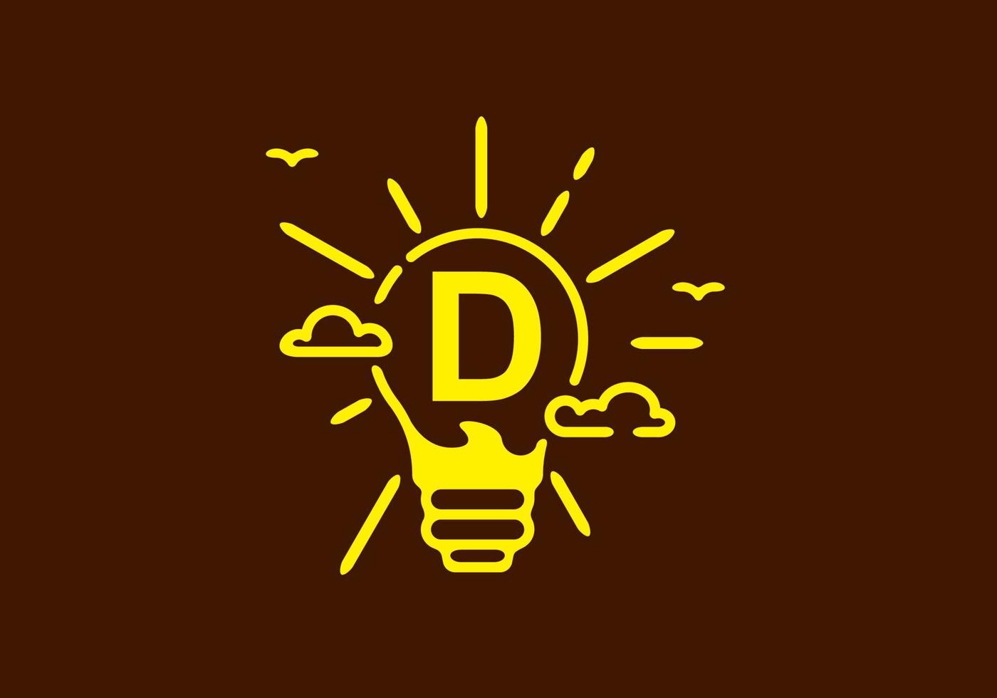 gelbe Farbe des Anfangsbuchstabens d in Birnenform mit dunklem Hintergrund vektor
