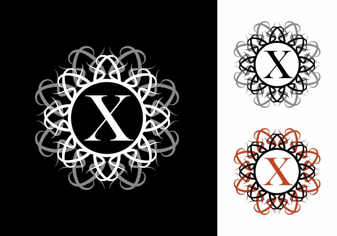 x initial bokstav i cirkel komplex ram vektor