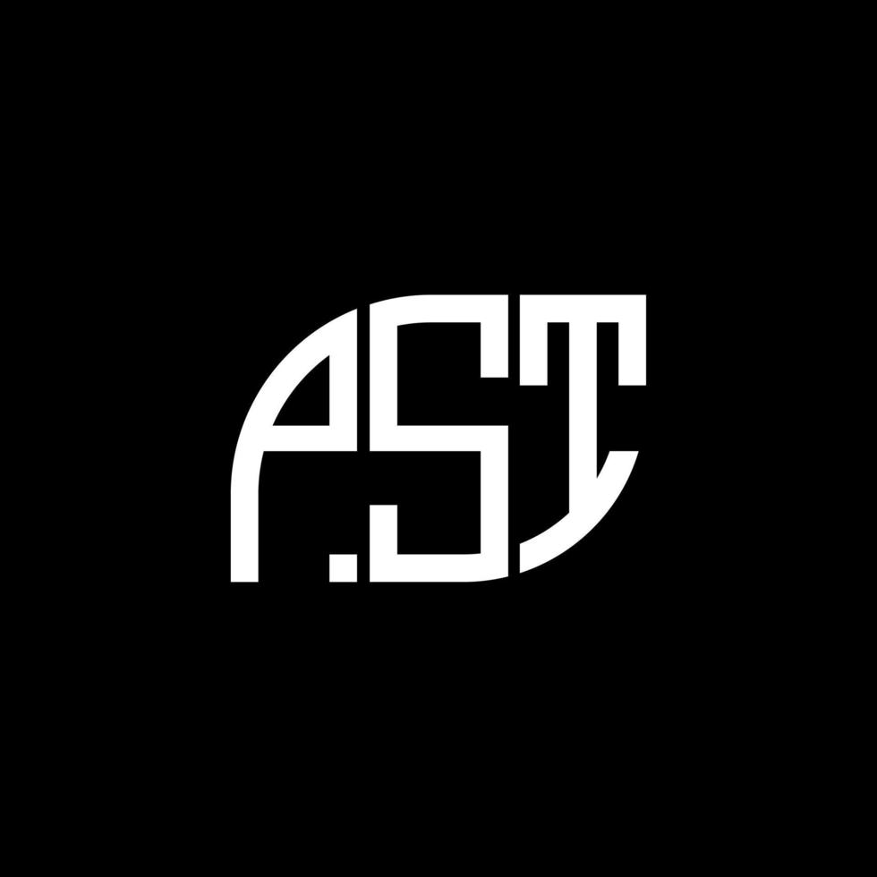 PST-Brief-Logo-Design auf schwarzem Hintergrund.PST-Kreativinitialen-Brief-Logo-Konzept.PST-Vektor-Briefdesign. vektor