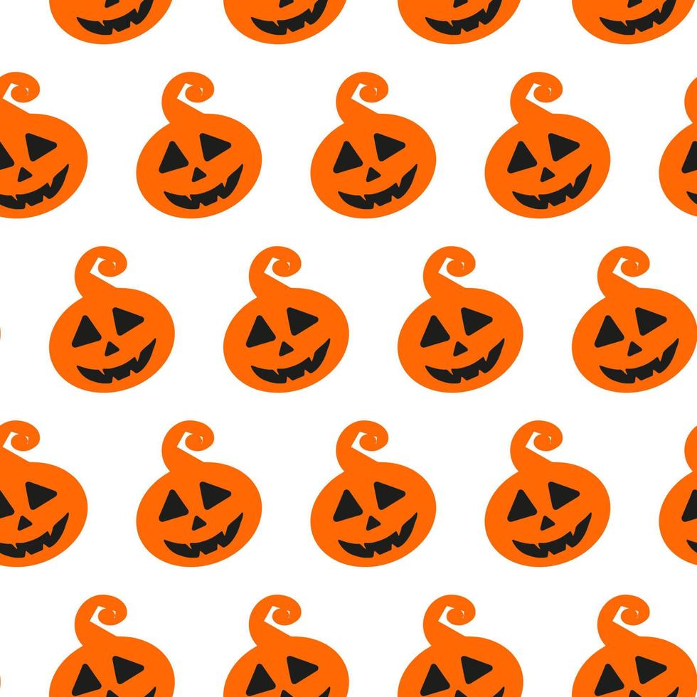 halloween doodle festliga seamless mönster med pumpa. söt vektorillustration för säsongsdesign, textil, dekoration för barnens lekrum, inslagning eller gratulationskort. handritade utskrifter. bus eller godis. vektor