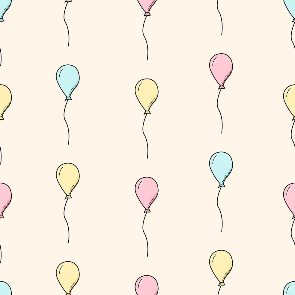 sömlösa mönster av ballonger, vektorillustration av ballonger under flygning i pastellfärger vektor