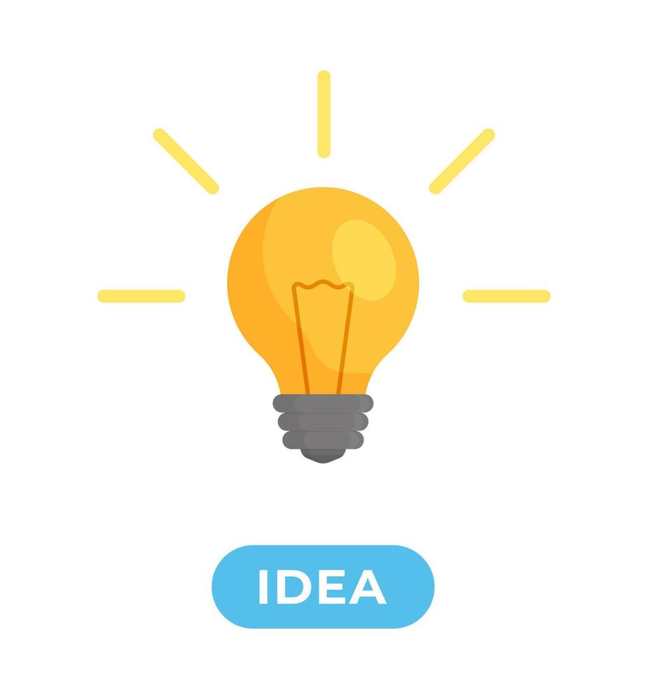 Vektor-Illustration eines Ideensymbols. gelbe Glühbirne isoliert auf weißem Hintergrund. vektor