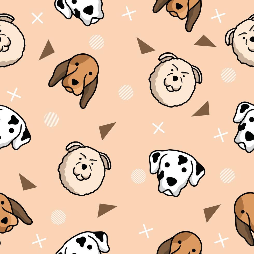 söta djur hund valp valpar sömlösa mönster doodle för barn och baby vektor
