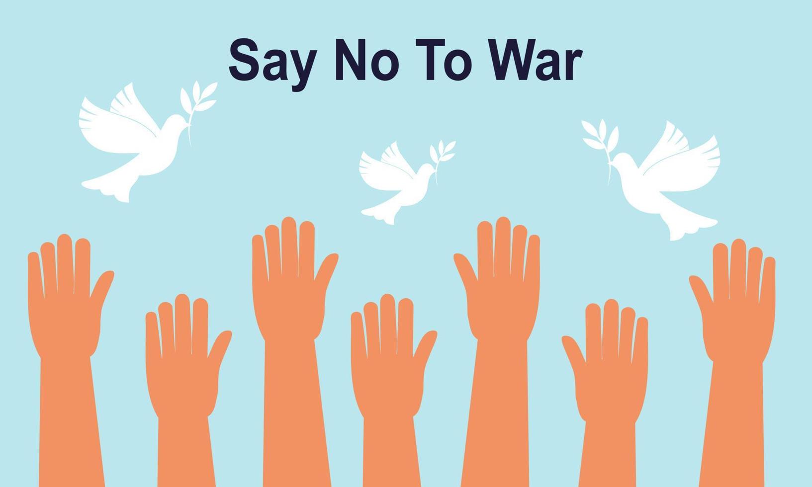 människor är emot krig. säga nej till krig. fred till världen illustration vektor