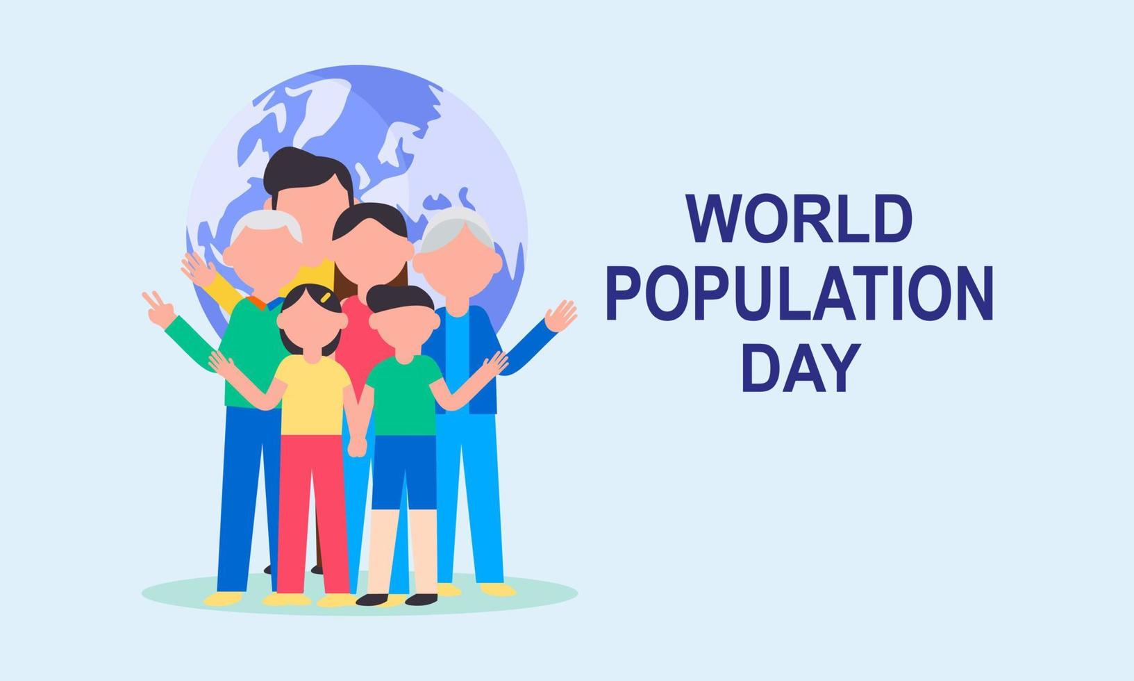 världens befolkningsdag illustration, affisch eller banderoll vektor