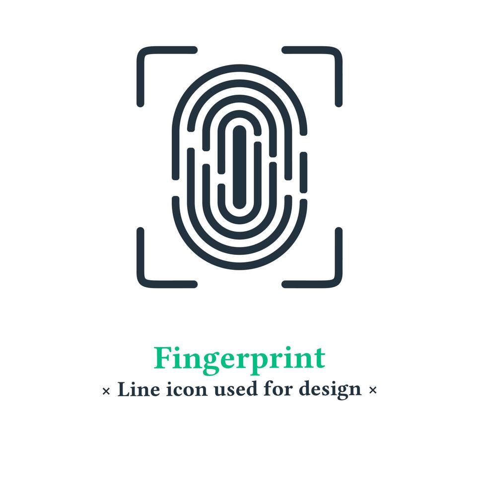 fingeravtrycksikonen isolerad på en vit bakgrund. fingeravtrycksskannersymbol för webb- och mobilappar. vektor