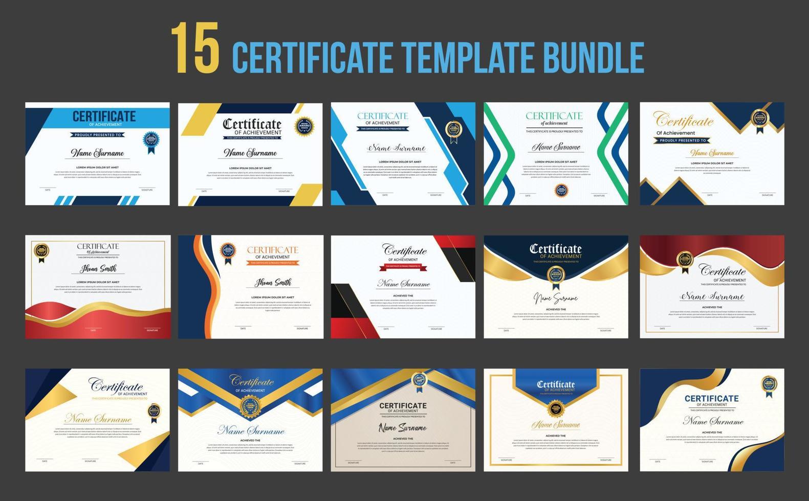 Creative Corporate Business Certificate Template Bundle oder Brand Award Certificate vektor