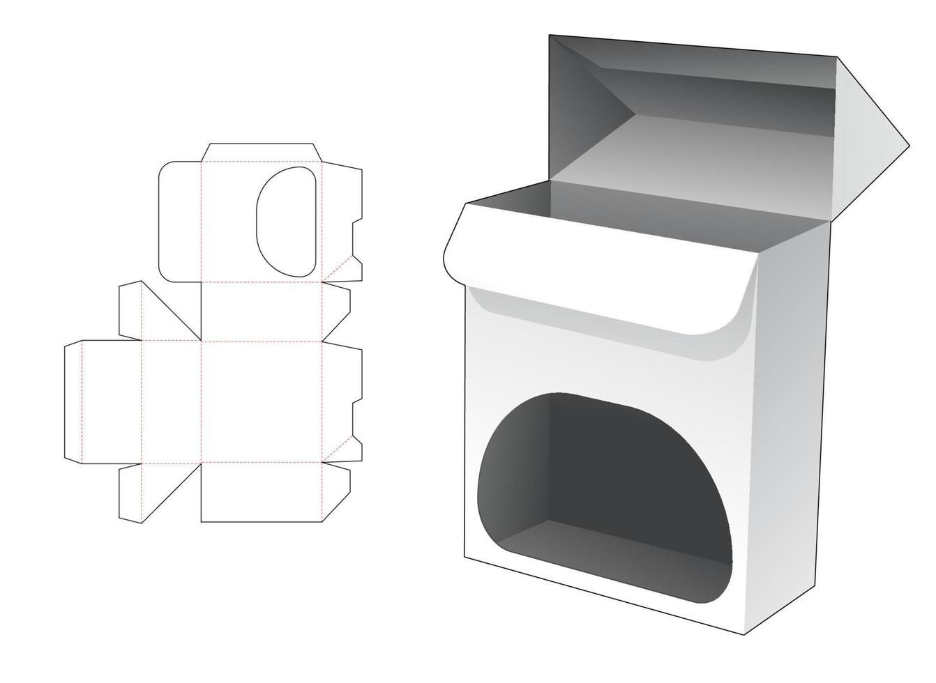automatisk låst låda med fönsterstansmall och 3d-modell vektor