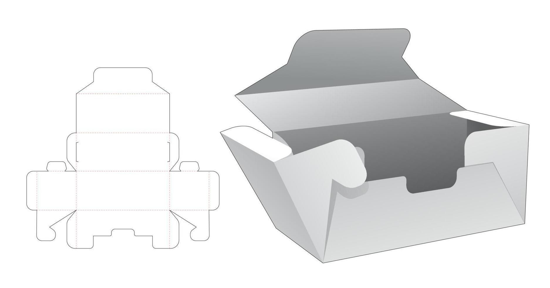 hopfällbar låda stansad mall och 3D-modell vektor
