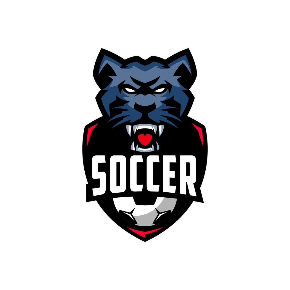 Fußball Black Panther Logo Design Premium vektor