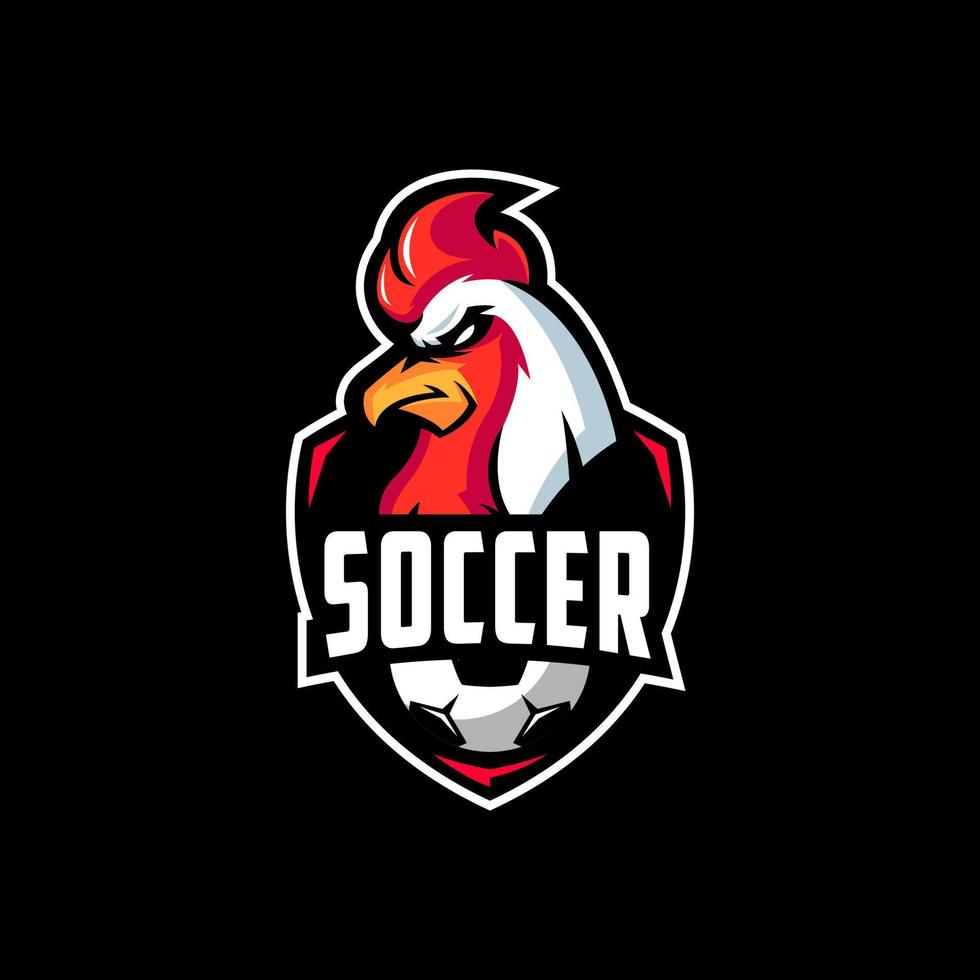Fußball-Hahn-Team-Logo-Design-Premium vektor
