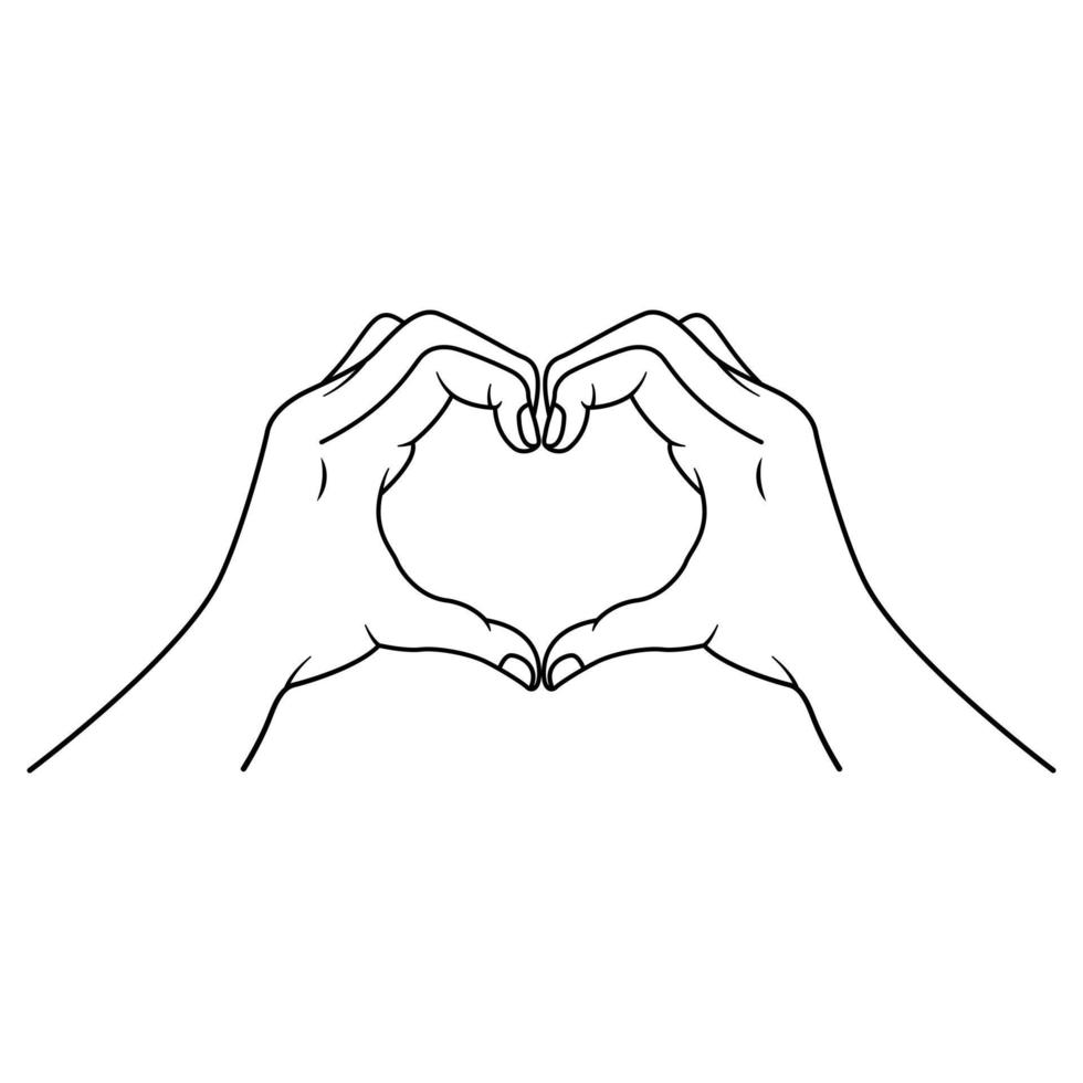 hand illustration med svart kontur stil. hand vektor illustration med hjärta eller kärlek symbol