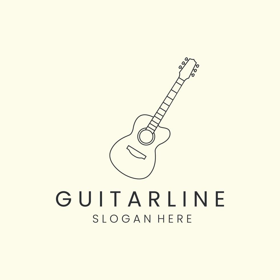 Gitarre mit Logo-Icon-Template-Design im Linienstil. akustik, melodie, streicher, vektorillustration vektor