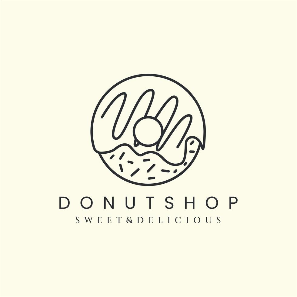 donuts oder kuchen mit linie art style logo icon template design vector illustration