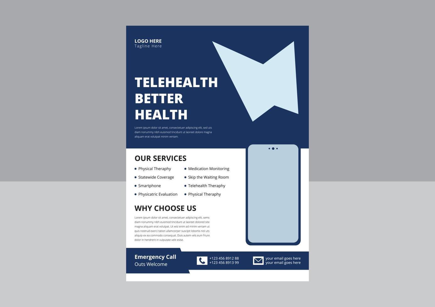 telehealth flygblad designmall. online medicin guide affisch broschyr designmall. design av flygblad för telemedicin. omslag, flygblad design vektor