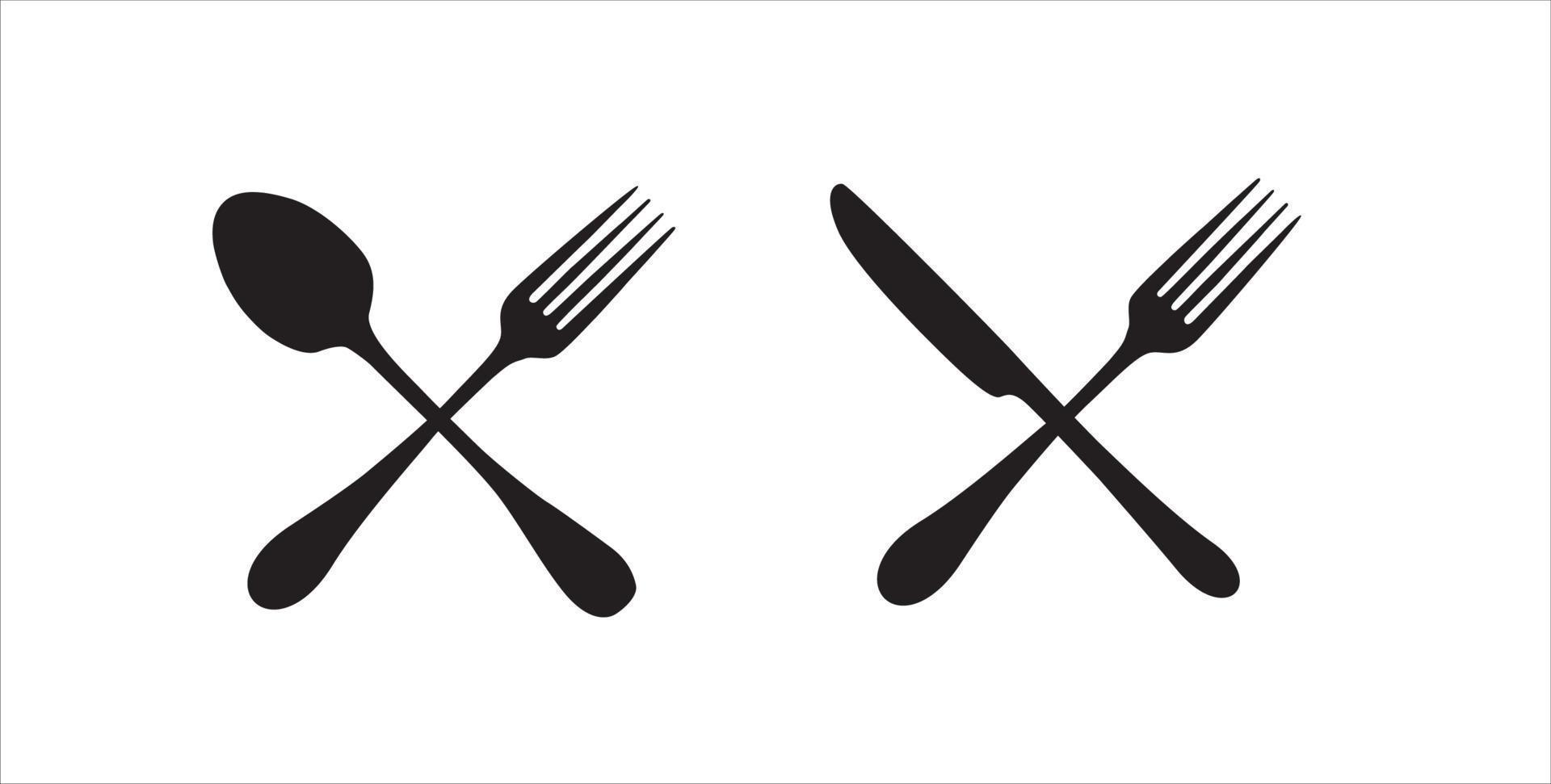 Gabel, Löffel, Messer, Logo, gekreuzter Vektor
