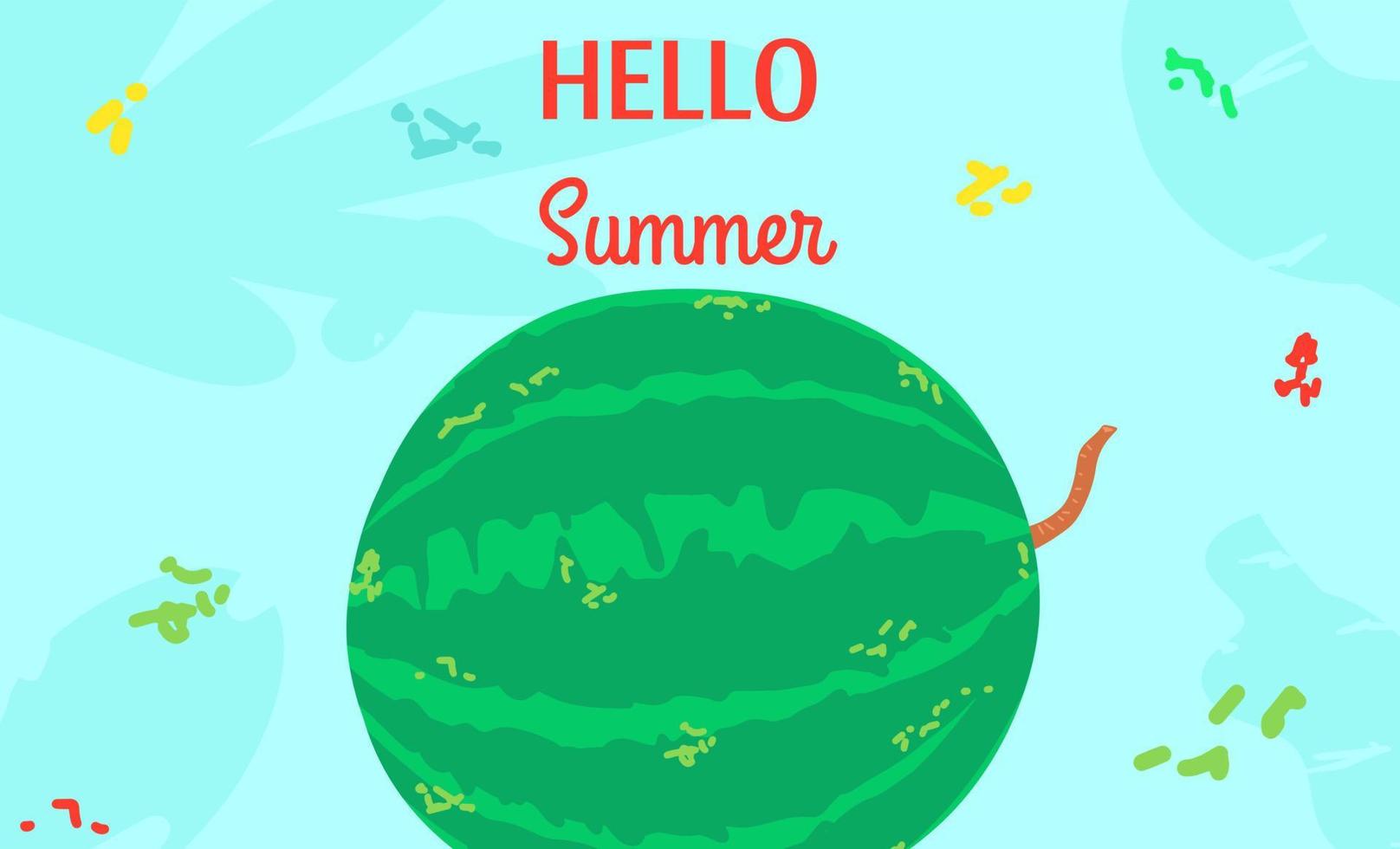 snygg ljus sommar banner med vattenmelon. vektor illustration i platt stil