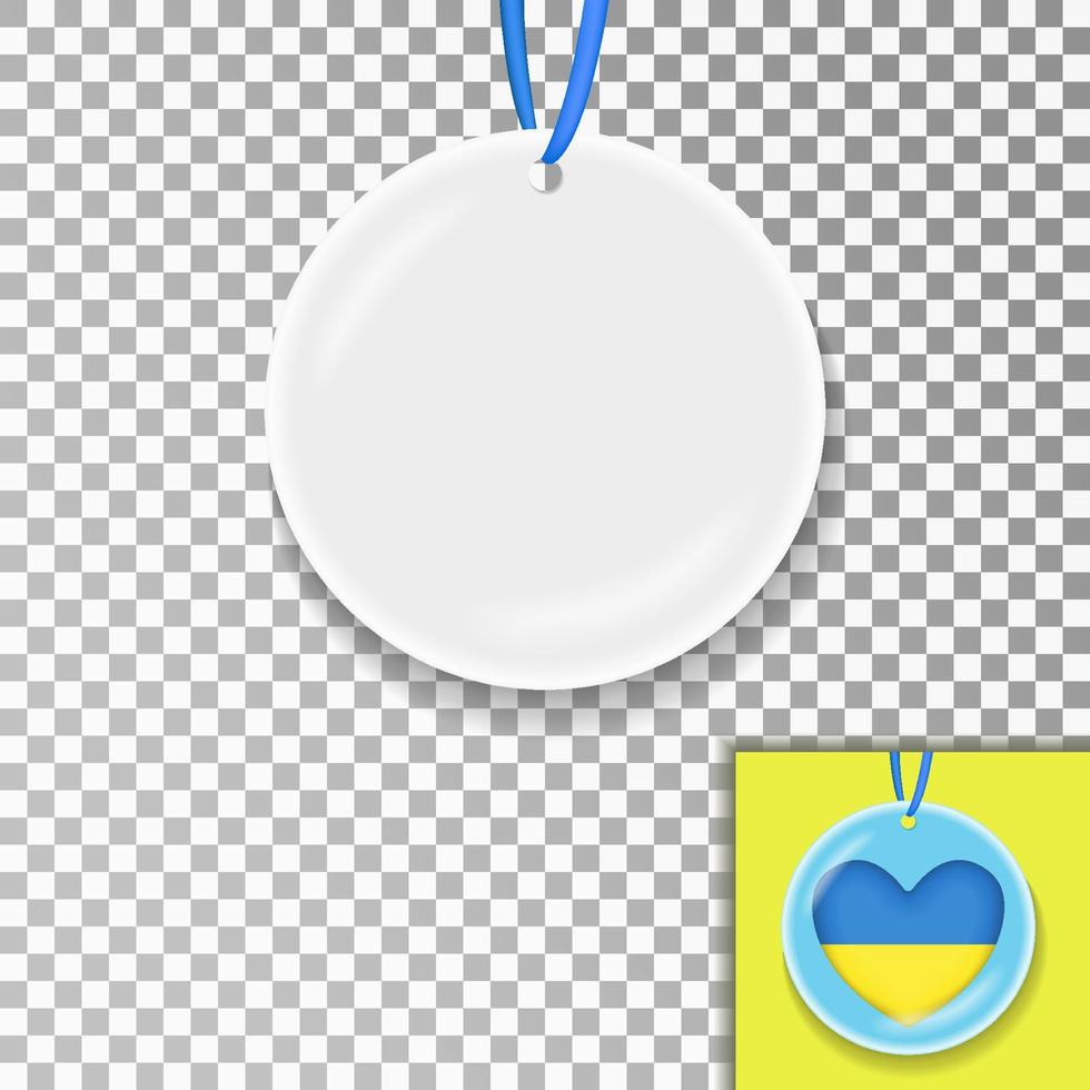 bank vit rund realistisk medaljong, rabattetikett eller jul hängande på band. försäljning etikett mockup på transparent bakgrund. vektor illustration